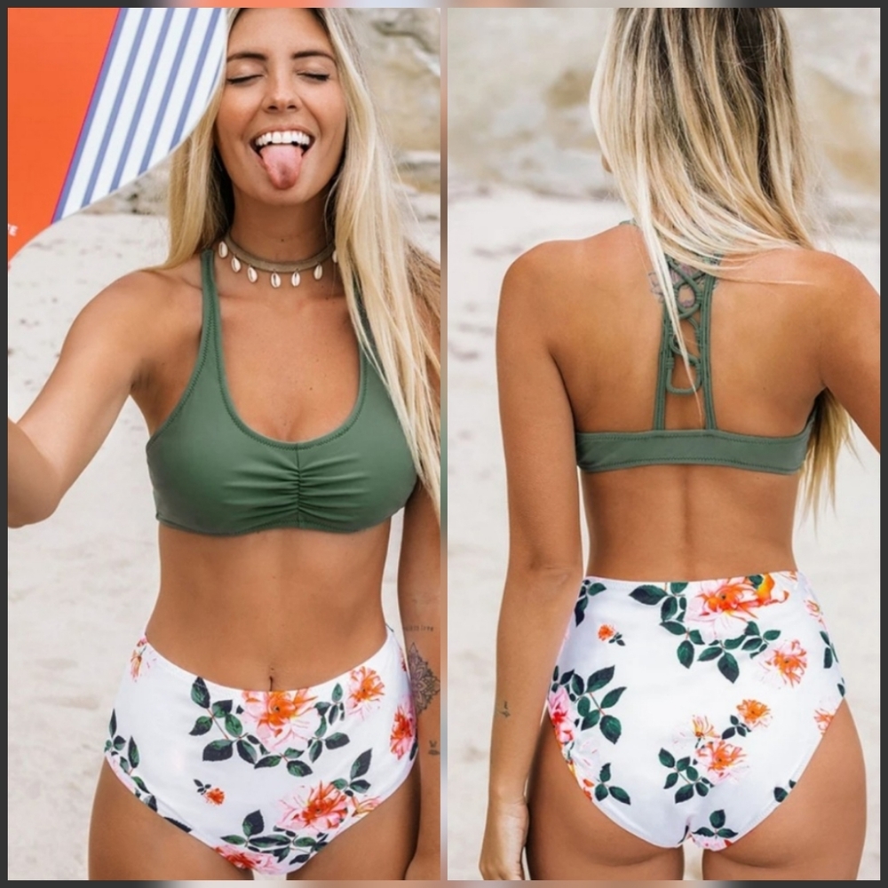 Cupshe High Waisted Floral Bikini Set